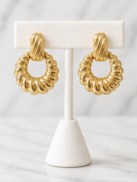 Jewelry - Gold Twisted Hoop Drop Earrings  Women Jewelry